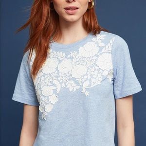 Anthropologie pankaj  nidhi blue embroidered tee